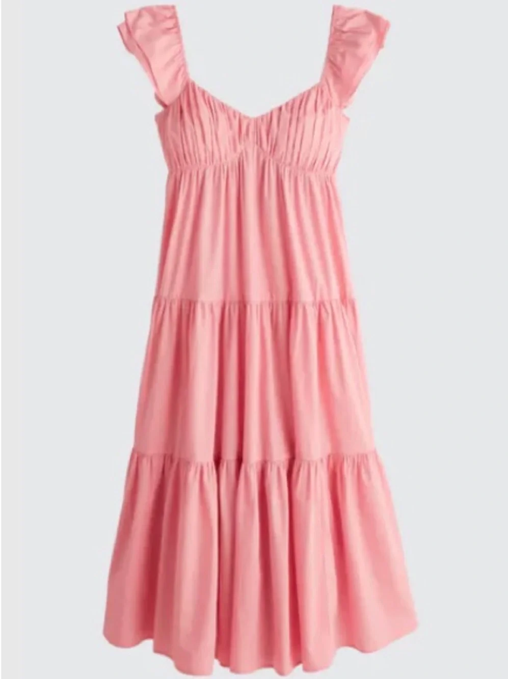 Abercrombie Pink Tiered Ruffle-Sleeve Maxi Dress